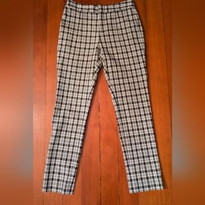 Elie Tahari Black and White Plaid Straight Leg Pants